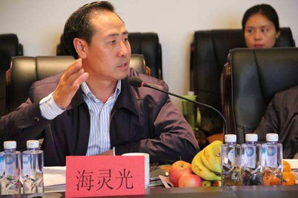 海南省內(nèi)蒙古商會會長、內(nèi)蒙古農(nóng)牧業(yè)產(chǎn)業(yè)化龍頭企業(yè)協(xié)會海南辦事處主任海靈光介紹對接情況.JPG